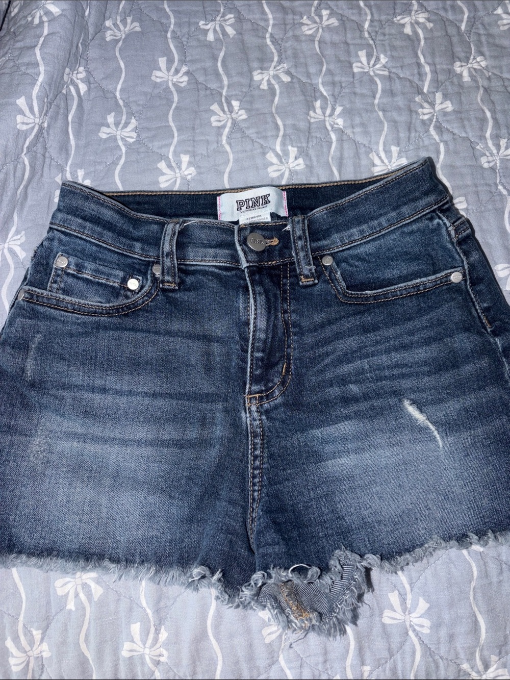 PINK Victoria's Secret Dark Blue High Rise Denim Shorts